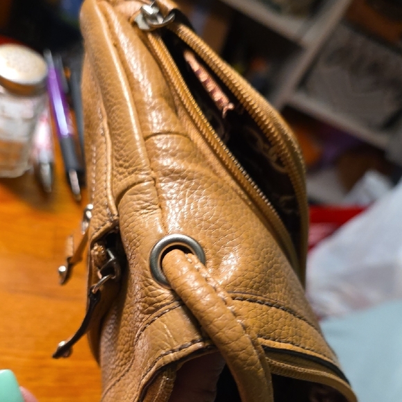 Tignanello Tan Pebbled Leather Crossbody Bag - Picture 10 of 11